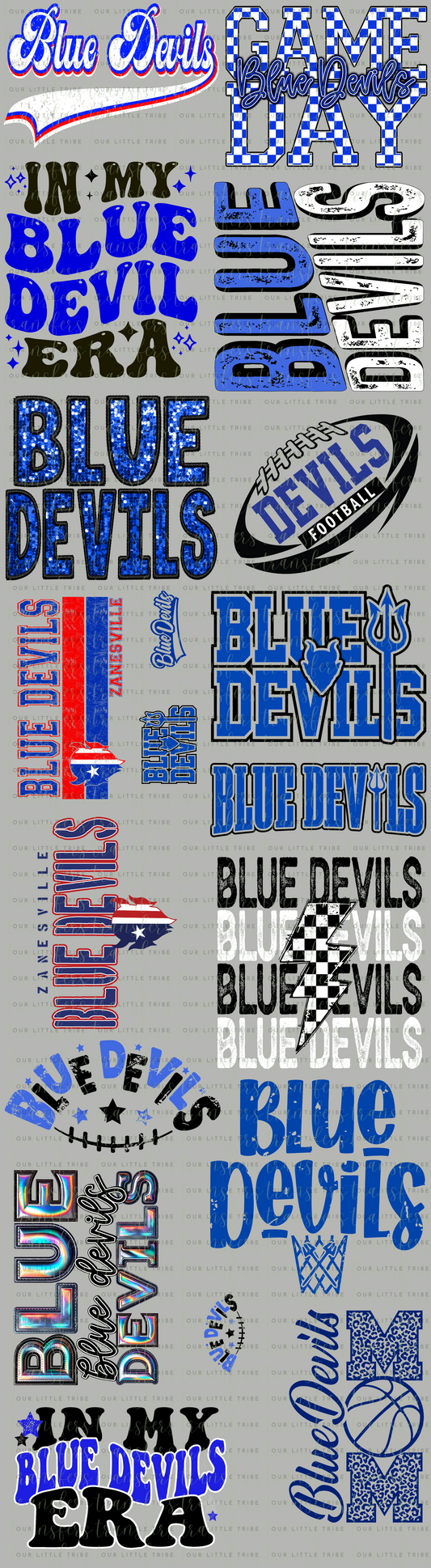 ZANESVILLE BLUE DEVILS - GANG SHEET 22x80