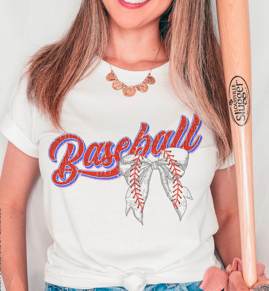 BASEBALL W/ BOW - DTF TRANSFER