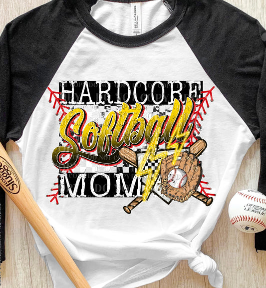 HARDCORE SOFTBALL MOM - DTF TRANSFER