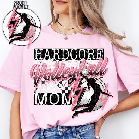 HARDCORE VOLLEYBALL MOM W/POCKET - DTF TRANSFER