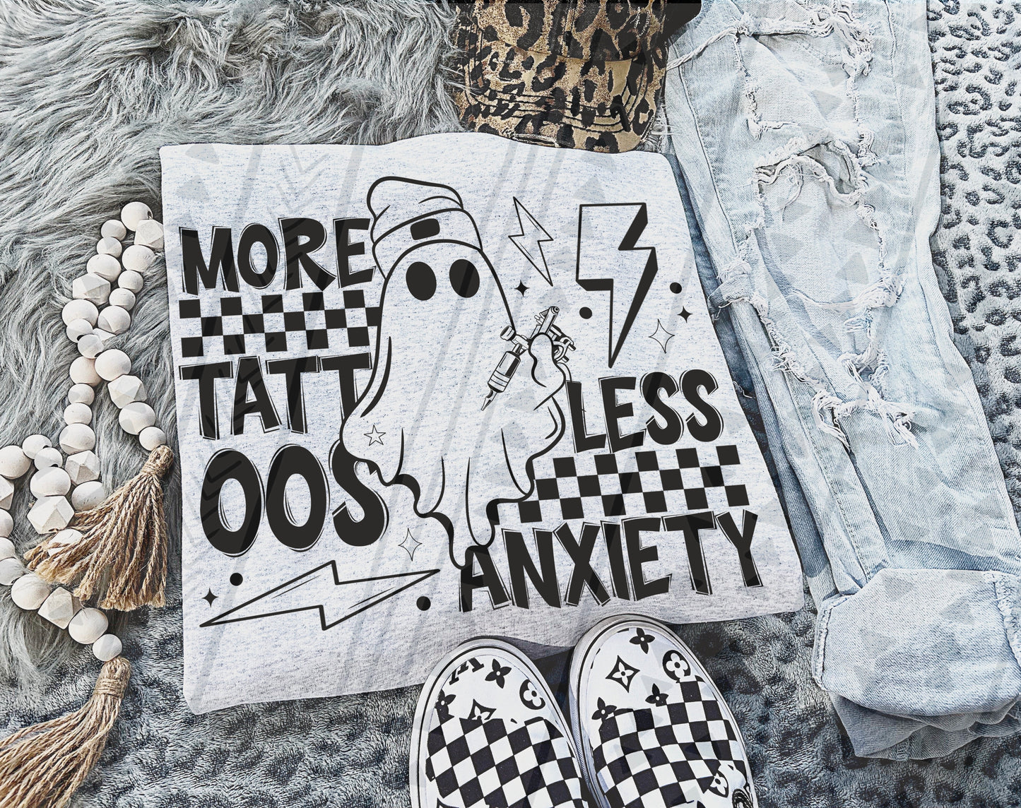 MORE TATTOOS LESS ANXIETY BLK - DTF TRANSFER