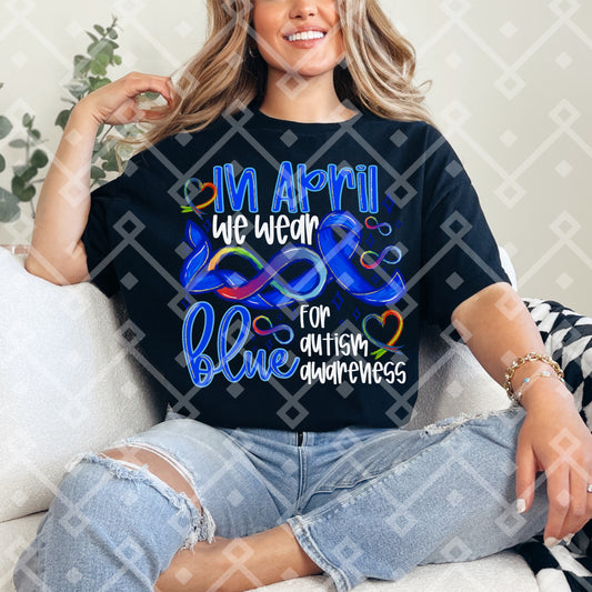 WEAR BLUE WHT TEXT - DTF TRANSFER