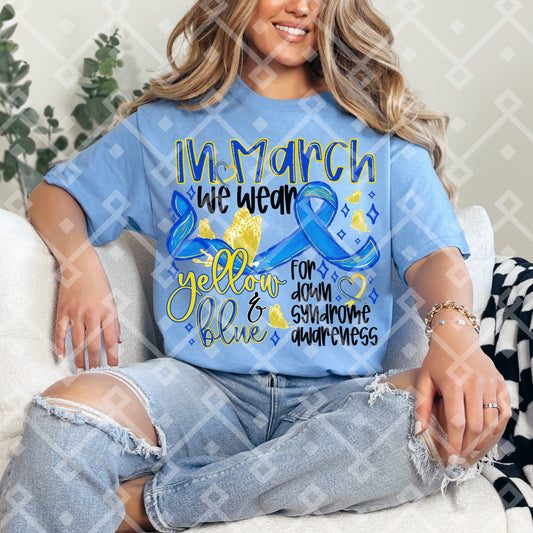 WEAR YELLOW AND BLUE BLK TEXT - DTF TRANSFER