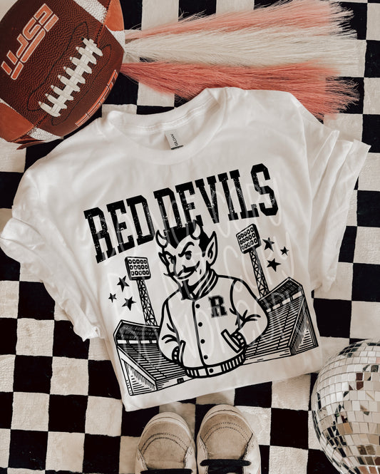 RED DEVILS FOOTBALL MASCOT - DTF TRANSFER