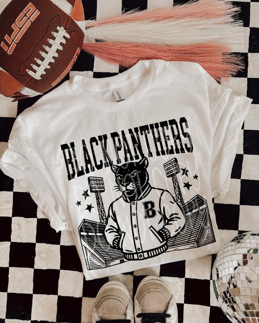 BLACK PANTHERS FOOTBALL MASCOT - DTF TRANSFER