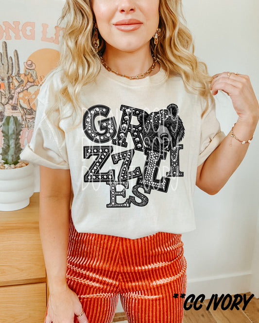 GRIZZLIES RHINESTONE MASCOT - DTF TRANSFER