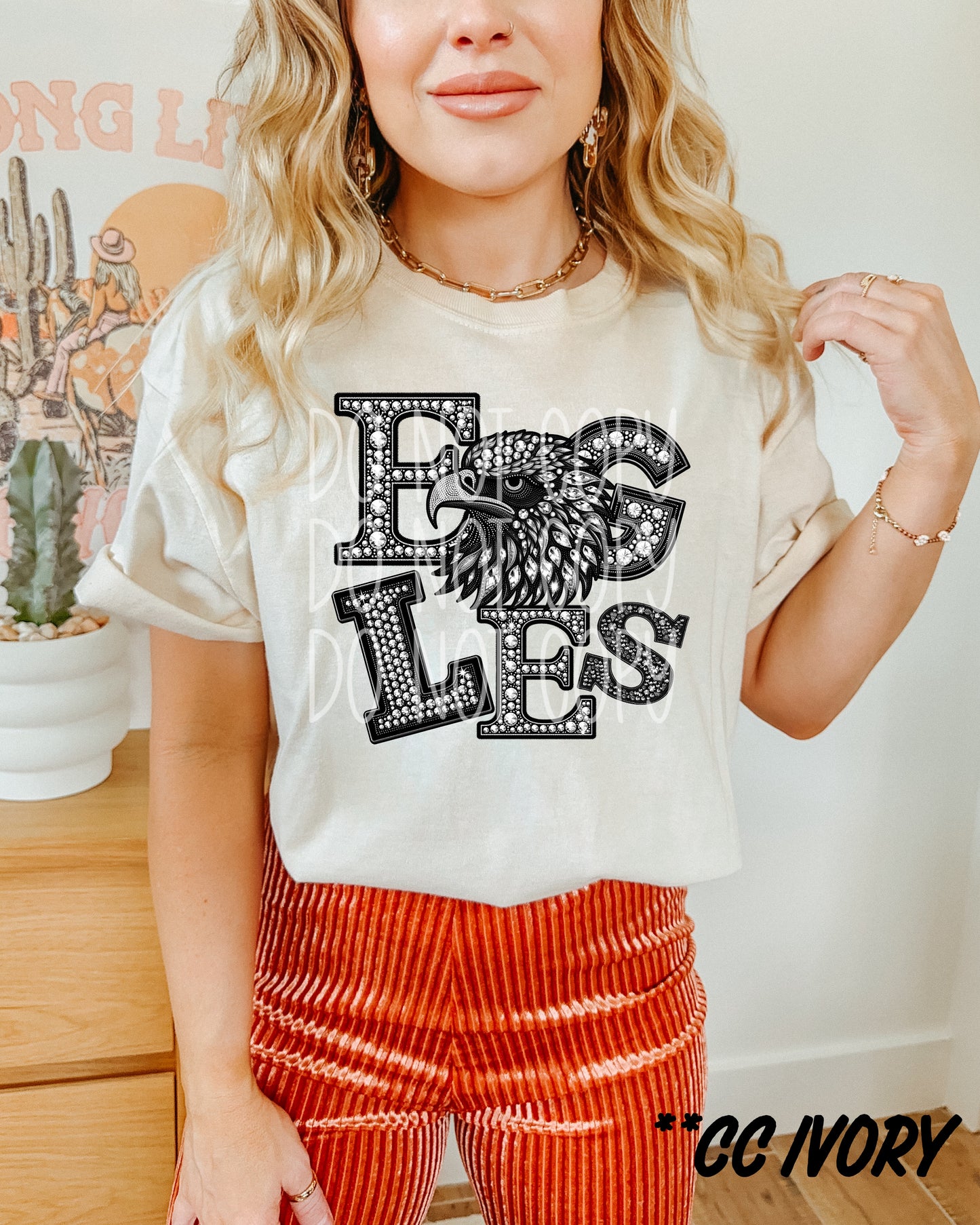 EAGLES RHINESTONE MASCOT - DTF TRANSFER