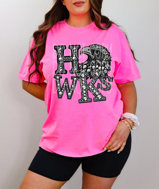 HAWKS RHINESTONE MASCOT - DTF TRANSFER