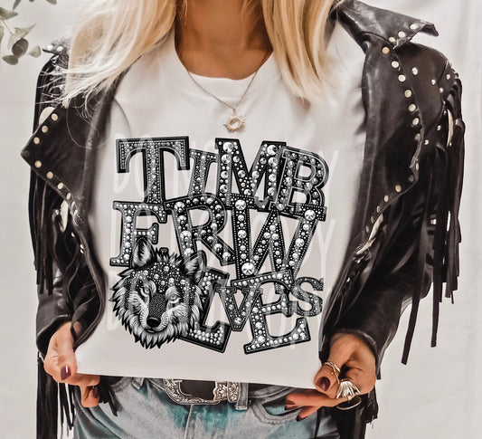 TIMBERWOLVES RHINESTONE MASCOT - DTF TRANSFER
