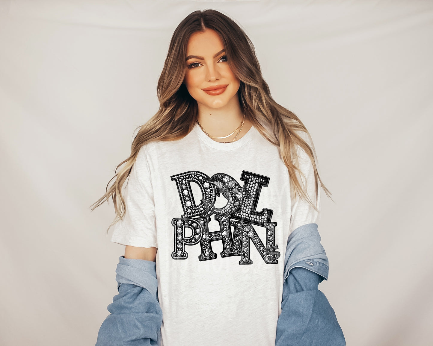 DOLPHINS RHINESTONE MASCOT - DTF TRANSFER