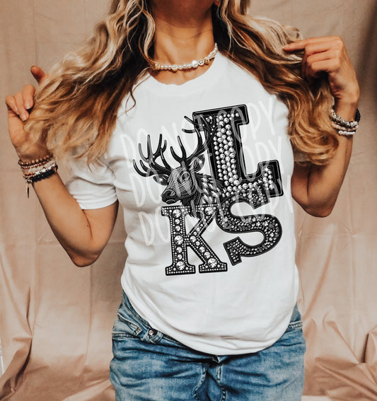 ELKS RHINESTONE MASCOT - DTF TRANSFER