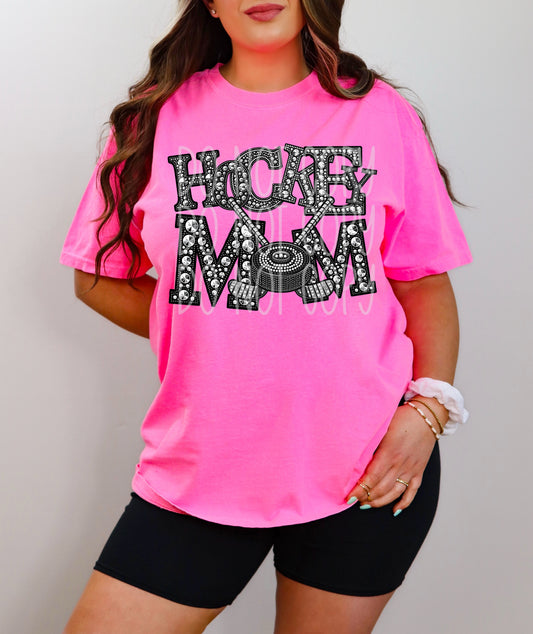 HOCKEY MOM RHINESTONES - DTF TRANSFER