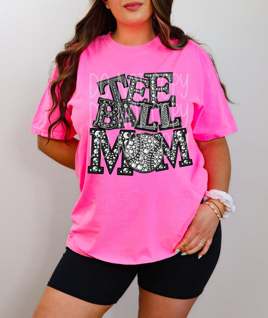 TEE BALL MOM RHINESTONES - DTF TRANSFER