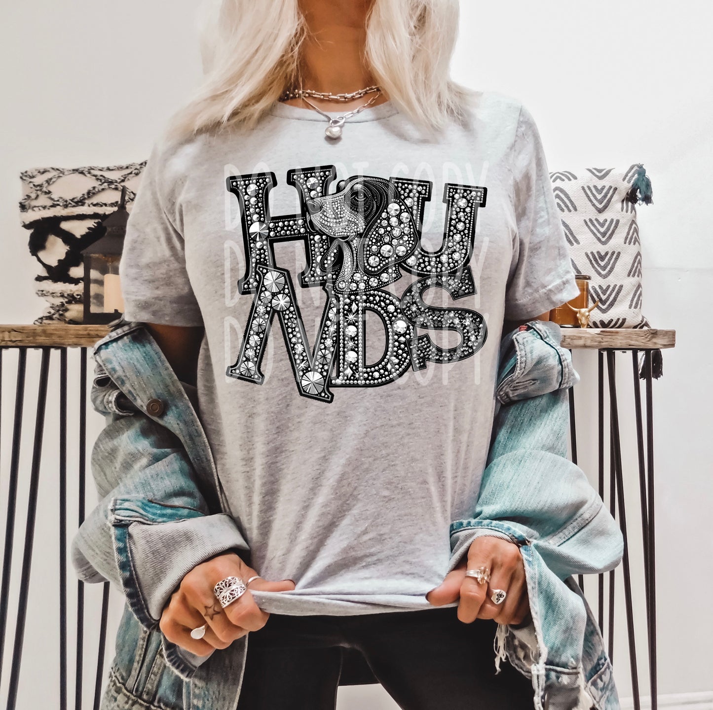 HOUNDS RHINESTONE MASCOT - DTF TRANSFER