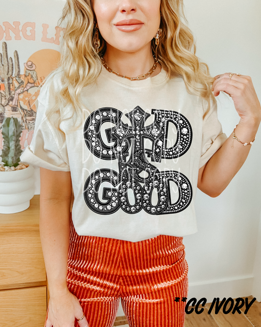 GOD IS GOOD RHINESTONES - DTF TRANSFER