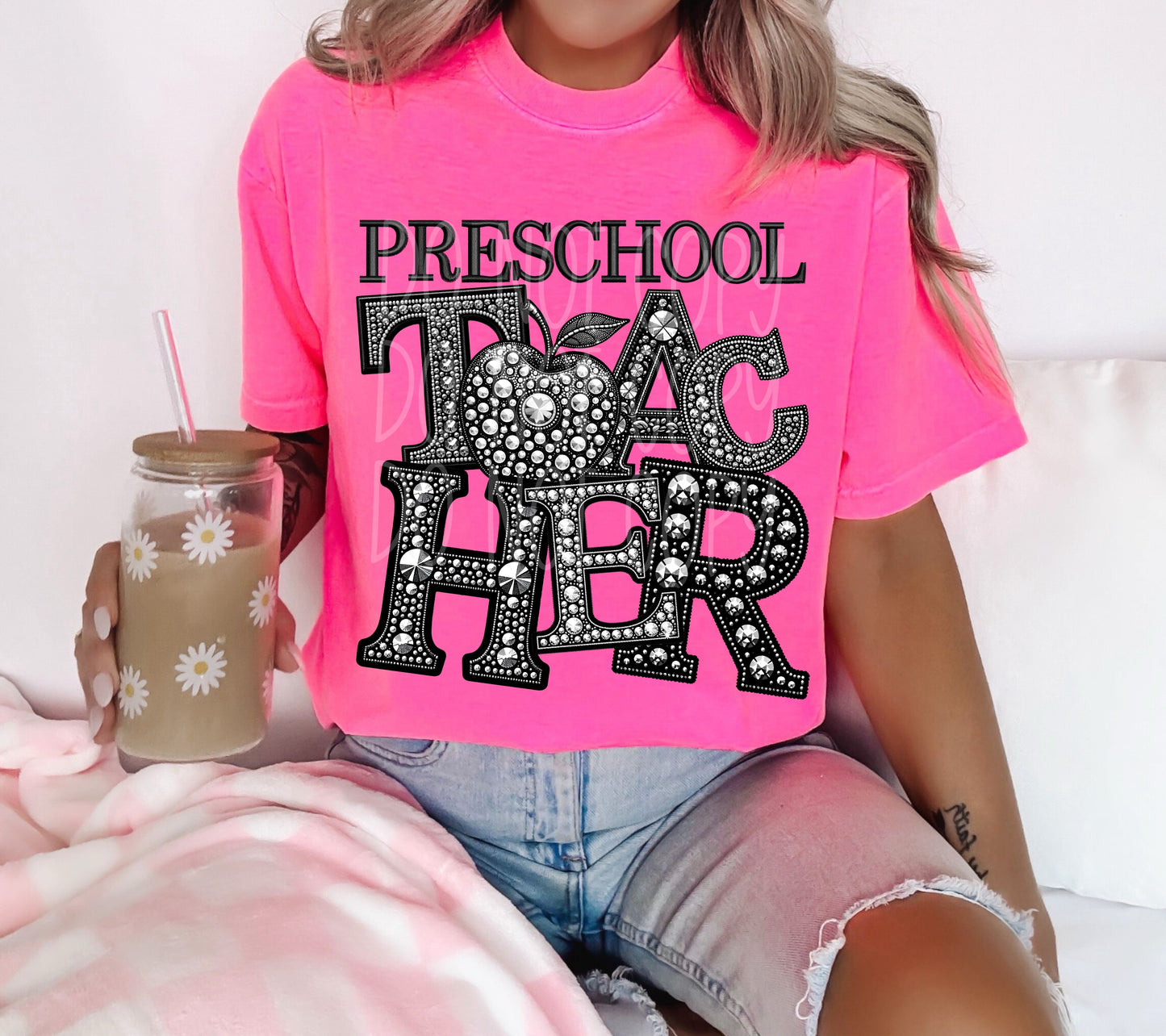 PRESCHOOL TEACHER RHINESTONES - DTF TRANSFER