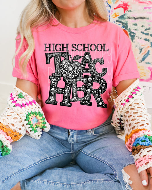 HIGH SCHOOL TEACHER RHINESTONES - DTF TRANSFER