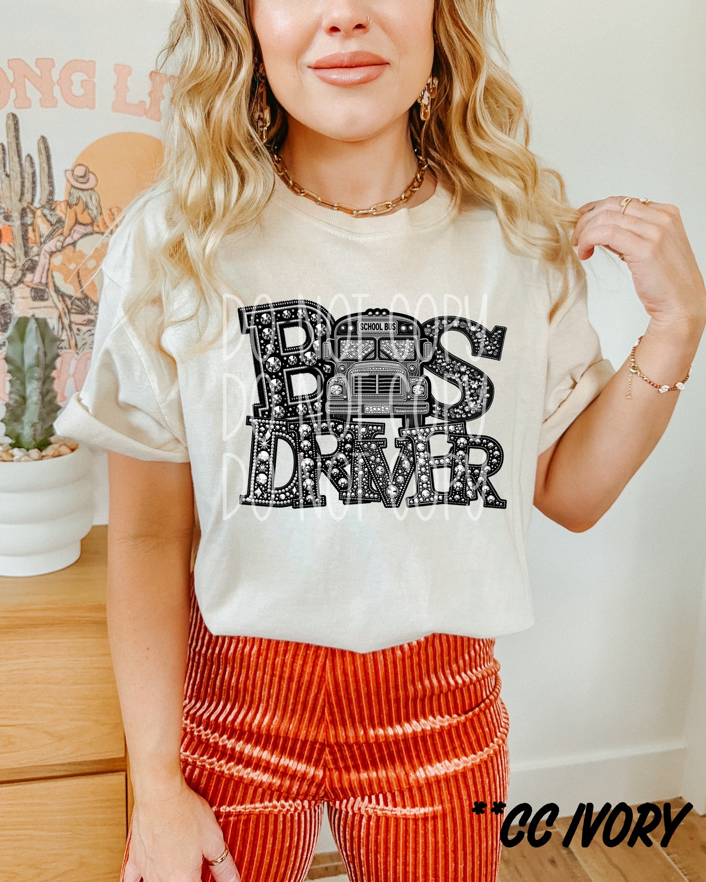 BUS DRIVER RHINESTONES - DTF TRANSFER