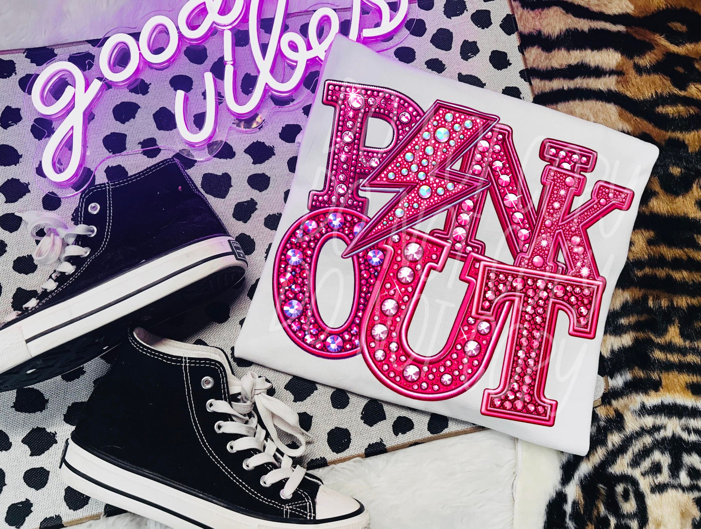 PINK OUT PINK RHINESTONES - DTF TRANSFER