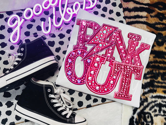 PINK OUT PINK RHINESTONES - DTF TRANSFER