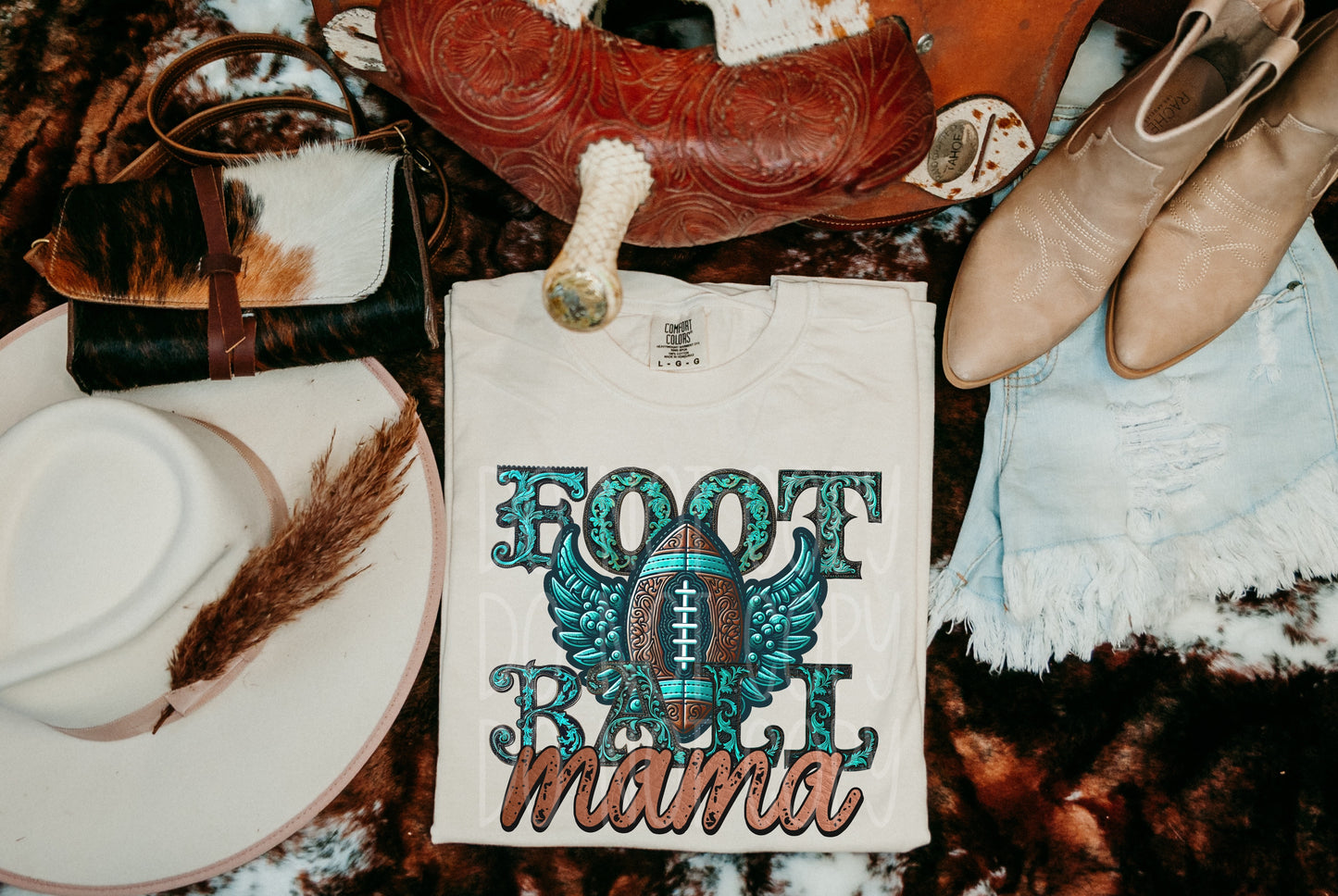 FOOTBALL MAMA TURQUOISE - DTF TRANSFER