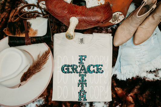 FAITH GRACE TURQUOISE - DTF TRANSFER