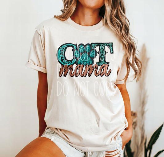 CAT MAMA TURQUOISE - DTF TRANSFER