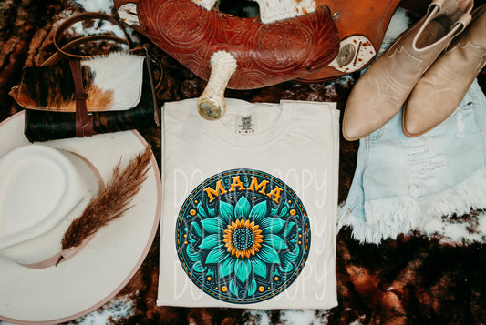 FLOWER MAMA TURQUOISE - DTF TRANSFER