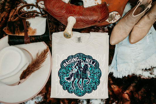 RAISING HELL TURQUOISE - DTF TRANSFER