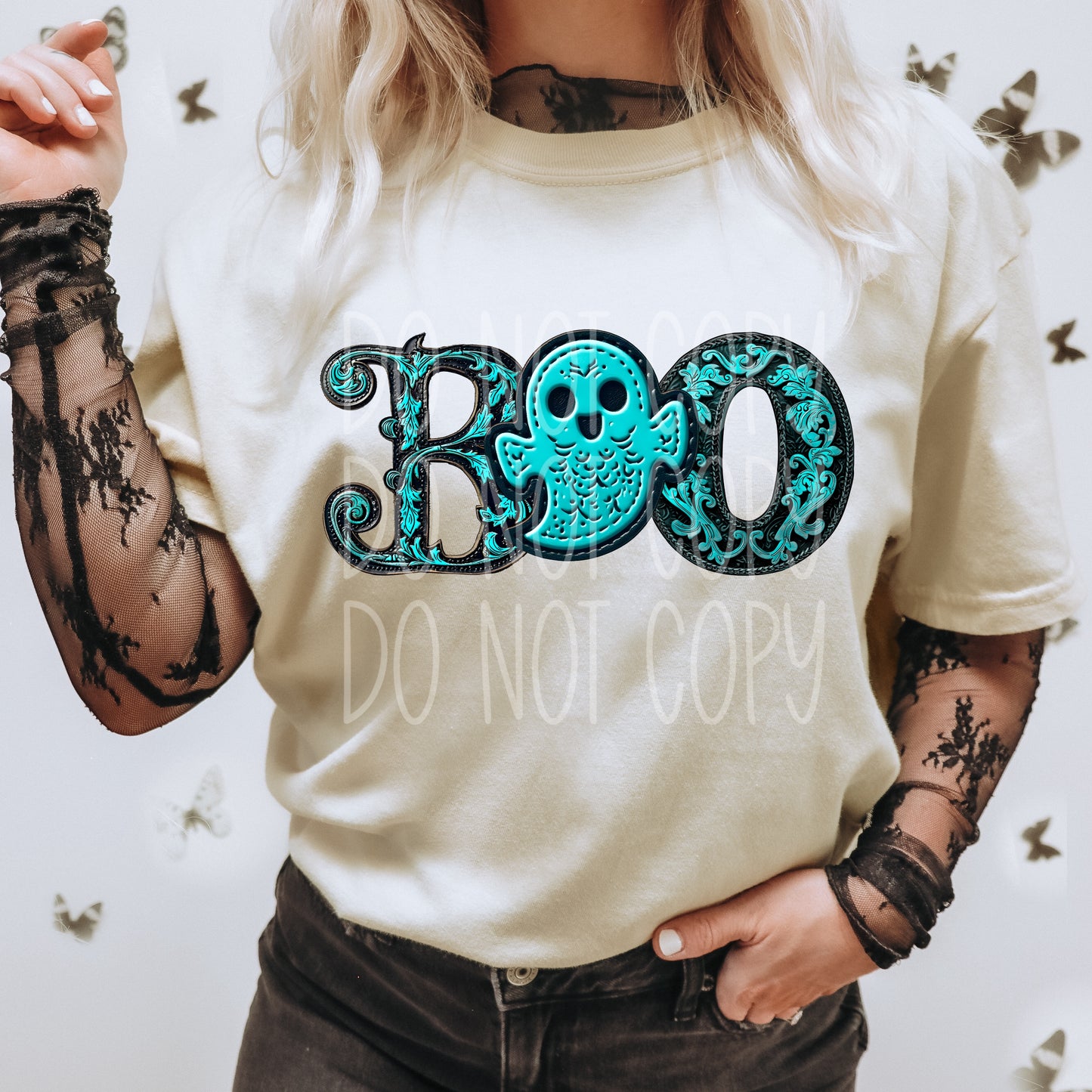 BOO GHOST TURQUOISE - DTF TRANSFER