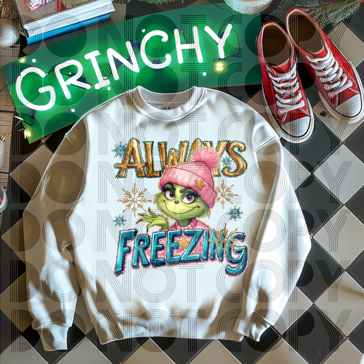ALWAYS FREEZING GREEN GIRL - DTF TRANSFER