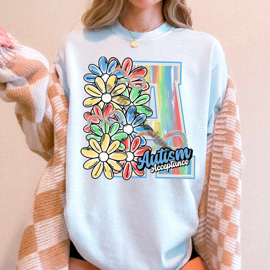 PAINTED A FLORAL BLUE WORD - DTF TRANSFER