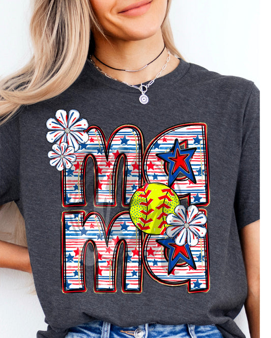 MAMA PATRIOTIC SOFTBALL - DTF TRANSFER