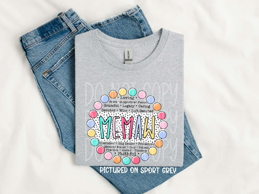 MEMAW CIRCLE POLKA DOTS - DTF TRANSFER