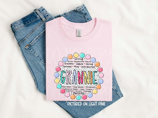 GRANNIE CIRCLE POLKA DOTS - DTF TRANSFER