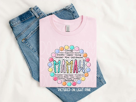 MAMAW CIRCLE POLKA DOTS - DTF TRANSFER