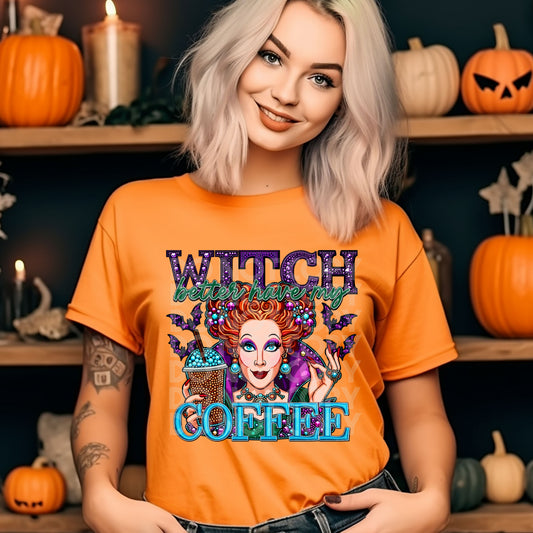 WITCH BETTER HAVE MY COFFEE RHINESTONES - DTF TRANSFER