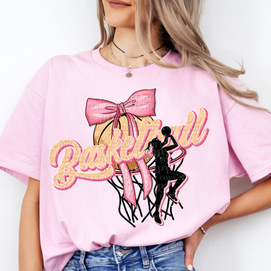 PINK BASKETBALL BOW - DTF TRANSFER