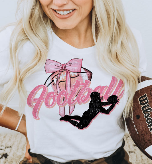 PINK FOOTBALL BOW - DTF TRANSFER