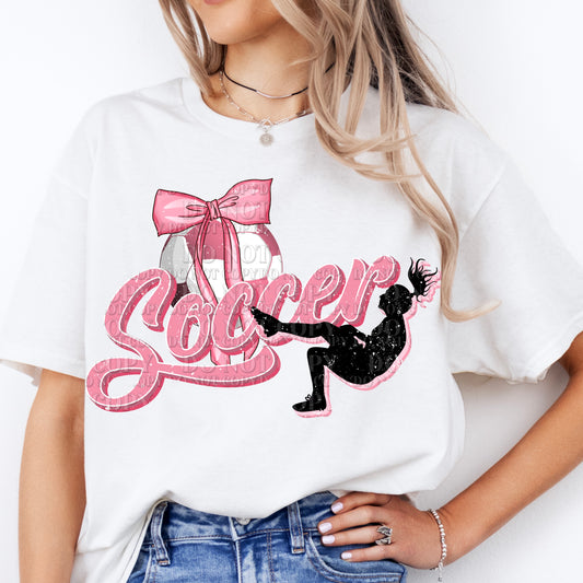 PINK SOCCER GIRL BOW - DTF TRANSFER