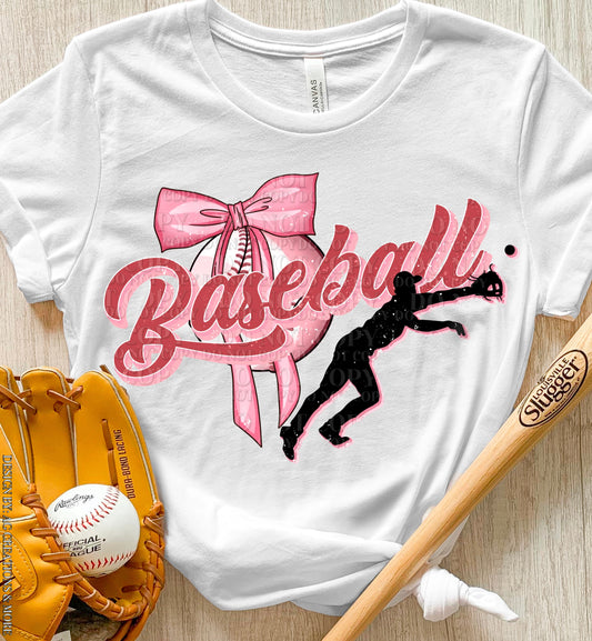PINK BASEBALL BOW - DTF TRANSFER
