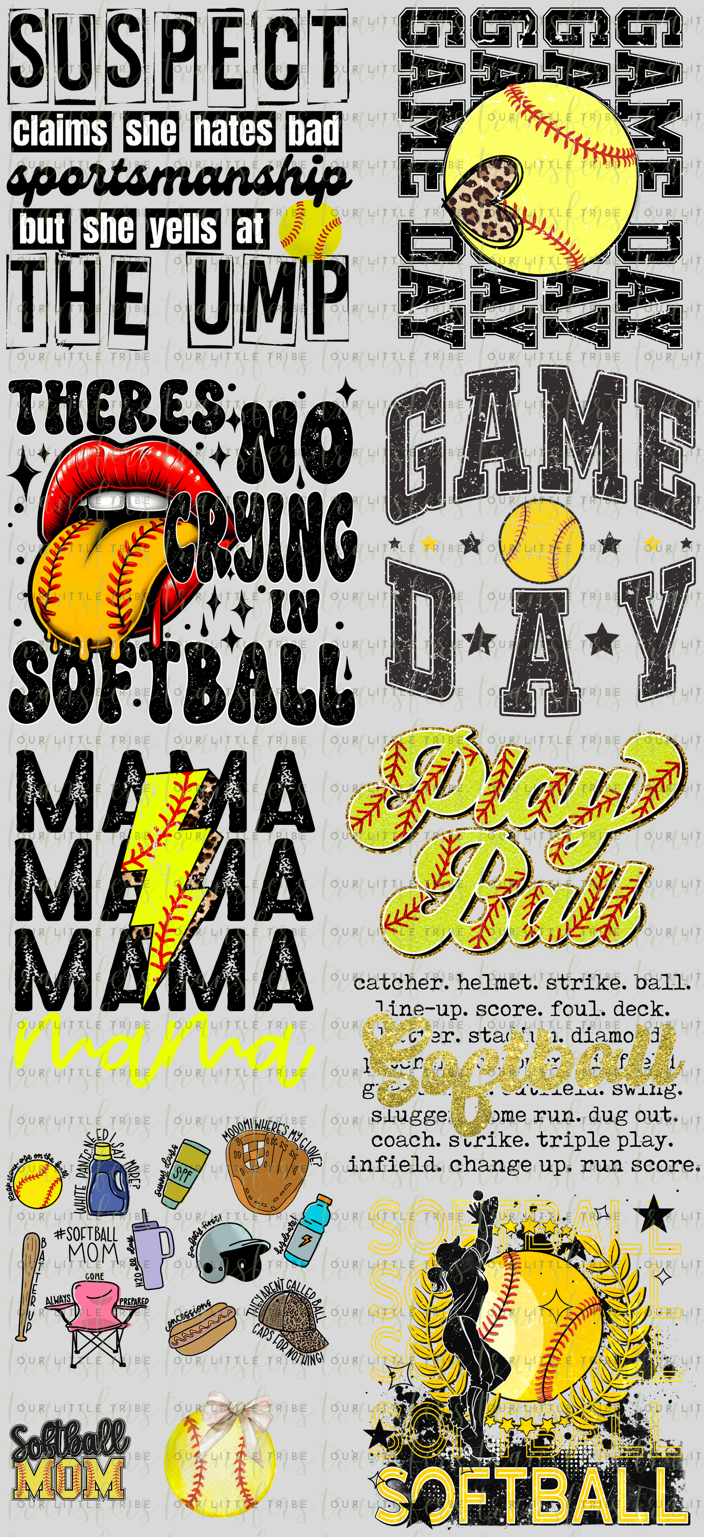 SOFTBALL SEASON PREMADE - GANG SHEET 22x48