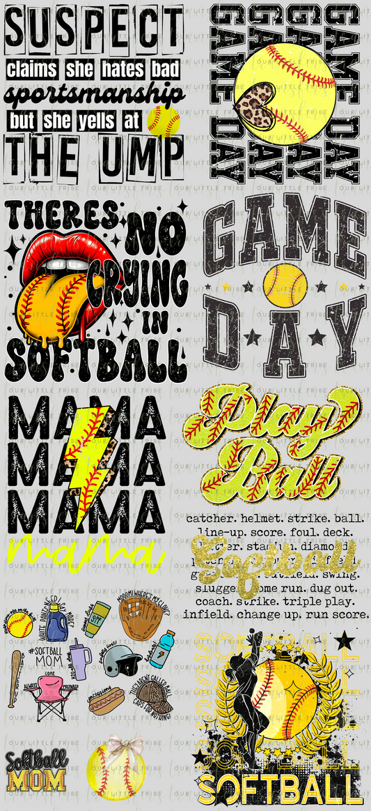 SOFTBALL SEASON PREMADE - GANG SHEET 22x48
