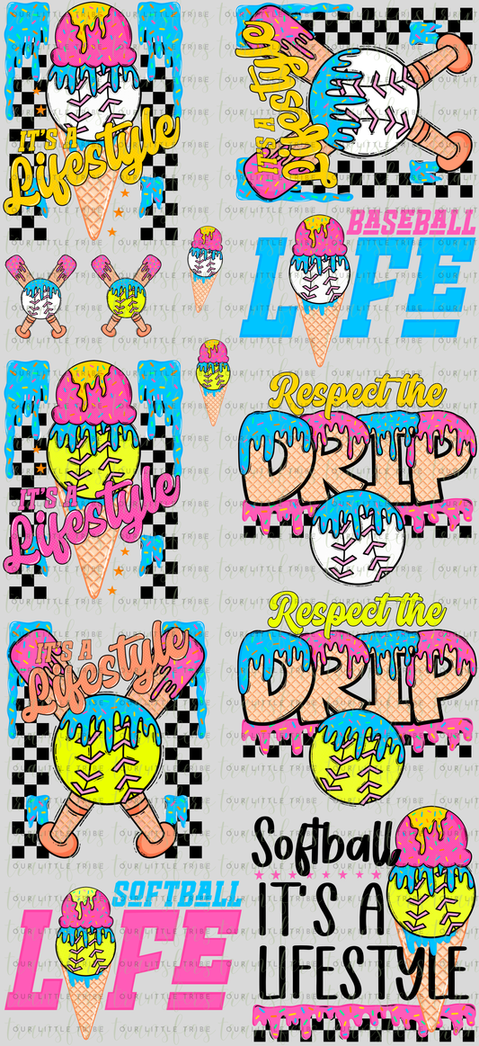 DRIP Baseball/Softball PREMADE - GANG SHEET 22x48