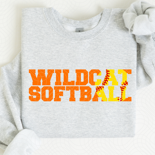 WILDCATS SOFTBALL, ORANGE - DTF TRANSFER