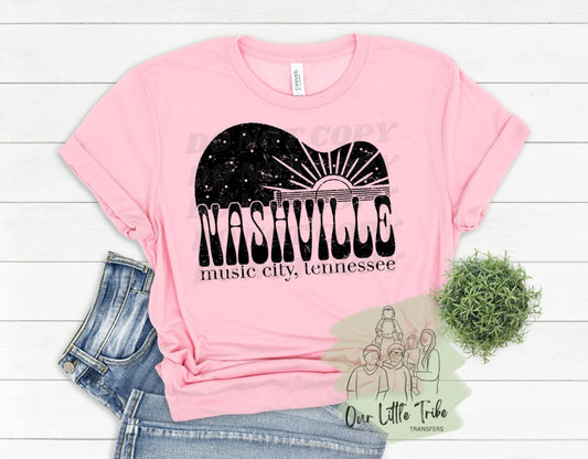 NASHVILLE MUSIC CITY - BLACK - SCREEN PRINT