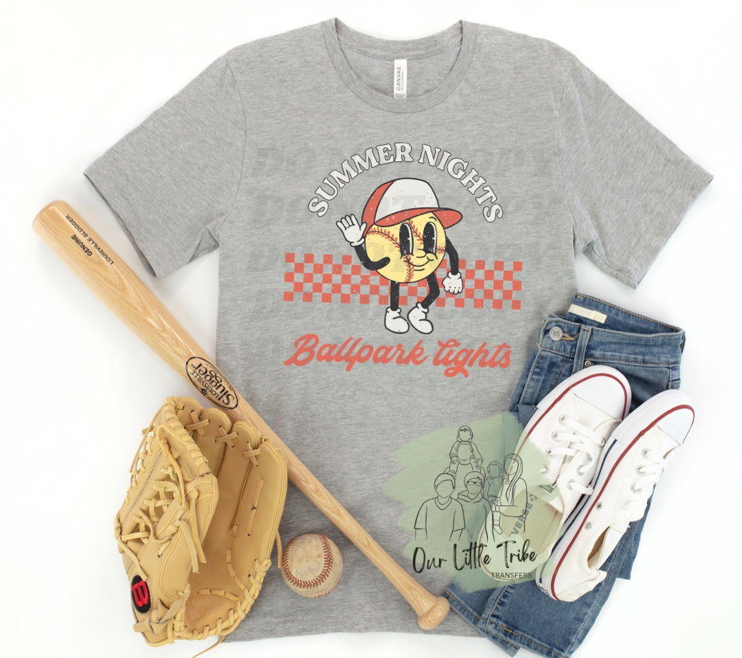 SUMMER NIGHTS SOFTBALL - BACK PRINT - CLEAR FILM FULL COLOR SCREEN PRINT